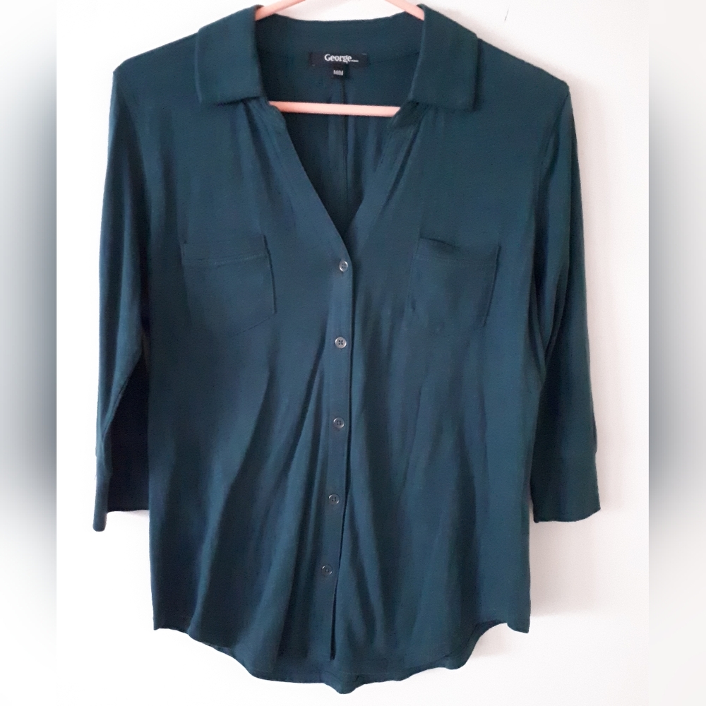 George 3/4 sleeve button down collared shirt
